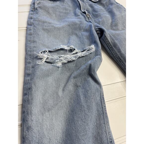 Agolde Jeans 25 Riley High Rise Straight Cropped Fray Medium Organic Button Fly - Picture 2 of 10